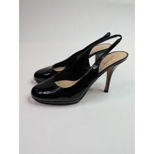 KATE SPADE Black Patent Leather Slingback Heel pump work coctail women SIZE 8.5